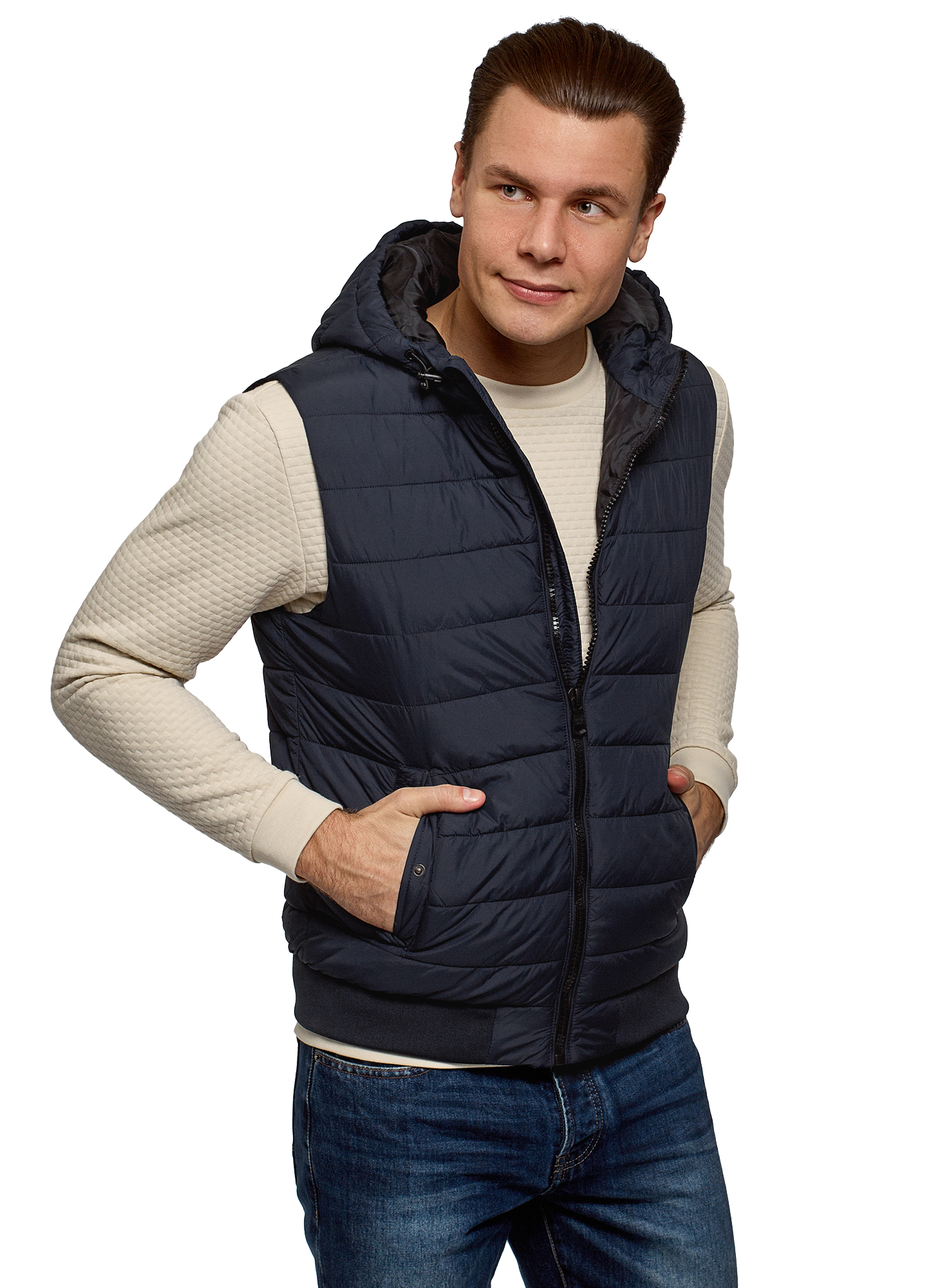 фото Утепленный жилет мужской oodji 1b812002m синий 2xl