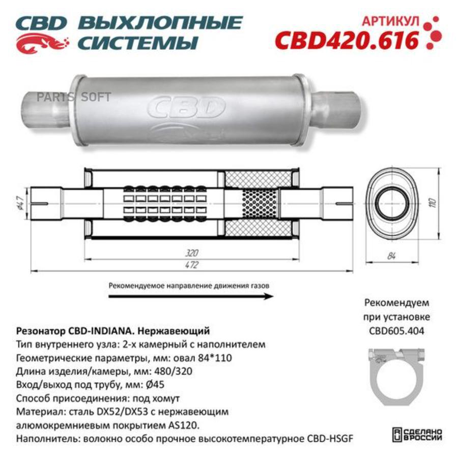 Резонатор Cbd-Indiana L480, Овал 84 110Мм, Под Трубу 45Мм. Нержавеющий CBD арт. CBD420.616
Резонатор Cbd-Indiana L480, Овал 84 110Мм, Под Трубу 45Мм. Нержавеющий CBD арт. CBD420.616
