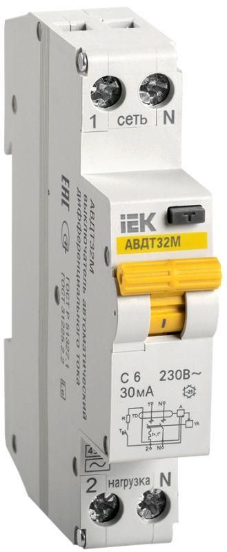 Выключатель автоматический дифференциального тока 1п C 6А 30мА тип A 4.5кА АВДТ-32М IEK
Выключатель автоматический дифференциального тока 1п C 6А 30мА тип A 4.5кА АВДТ-32М IEK