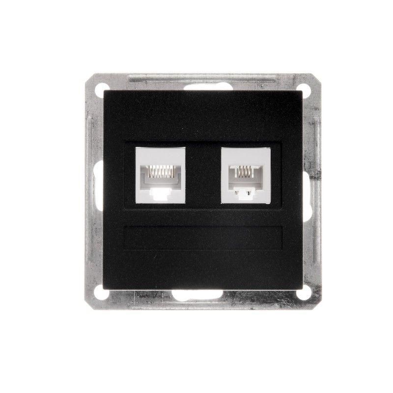 Розетка компьютерная + телефонная 2-м СП W59 RJ45 + RJ11 кат.5E 1А механизм черн. Бархат, Черный
Розетка компьютерная + телефонная 2-м СП W59 RJ45 + RJ11 кат.5E 1А механизм черн. Бархат, Черный