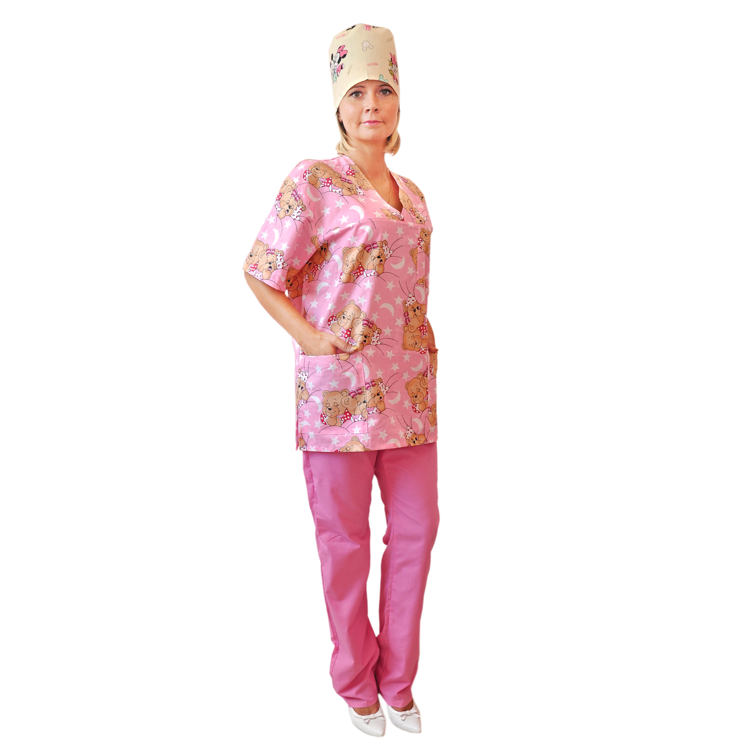 фото Рубашка медицинская женская ivuniforma хирург розовая 60-62 ru