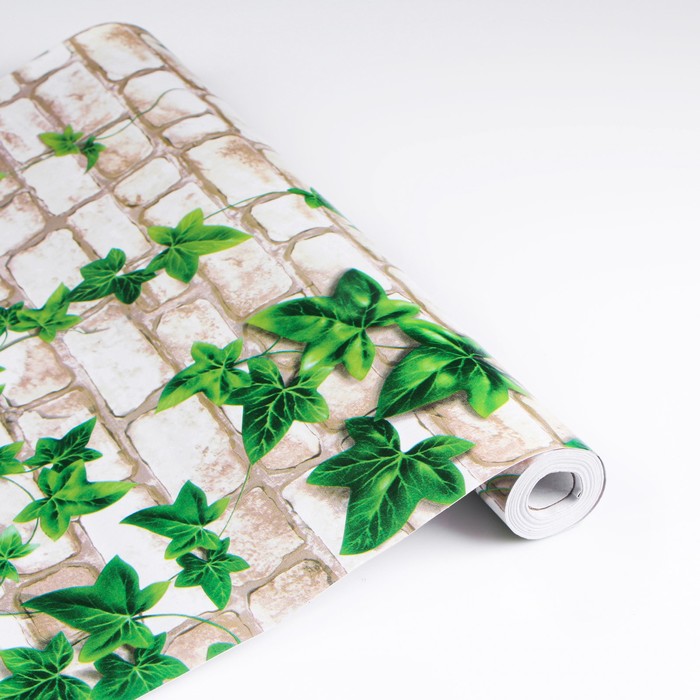 Пленка самоклеящаяся Кирпич с вьюнком 10м*45см, Бежевый;зеленый 
Пленка самоклеящаяся Кирпич с вьюнком 10м*45см, Бежевый;зеленый