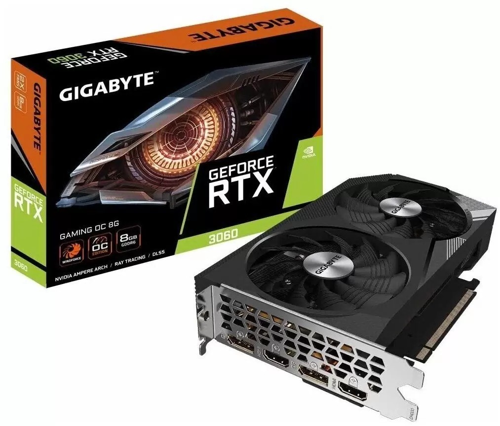 Видеокарта GIGABYTE NVIDIA GeForce RTX 3060 Gaming OC (GV-N3060GAMING OC-8GD), Черный, GeForce RTX 3060 Gaming OC
Видеокарта GIGABYTE NVIDIA GeForce RTX 3060 Gaming OC (GV-N3060GAMING OC-8GD), Черный, GeForce RTX 3060 Gaming OC