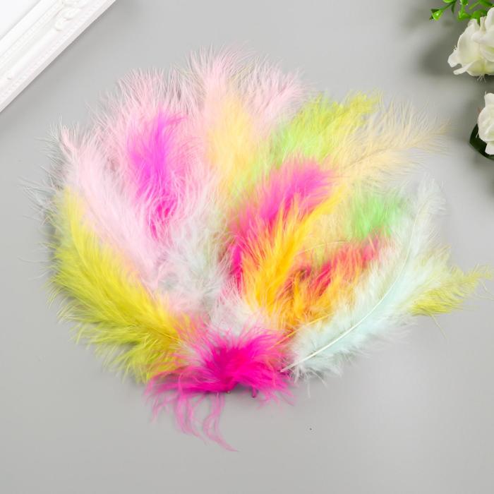 фото Перья декоративные страусиные, 10-12 см (набор 24 шт) 6 цветов, пастель, ассорти nobrand