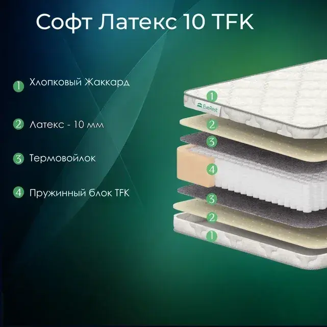 Матрас Everest Софт Латекс 10 TFK пружинный 180 х 195 см, Белый, Софт Латекс 10 TFK
Матрас Everest Софт Латекс 10 TFK пружинный 180 х 195 см, Белый, Софт Латекс 10 TFK