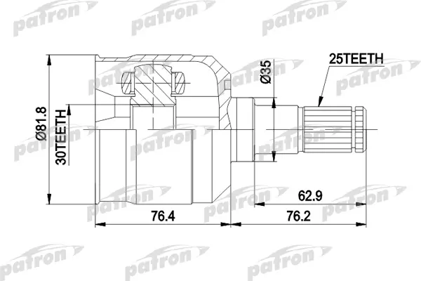 ШРУС внутренний 25x35x30 MITSUBISHI: SPACE WAGON 82-86, GALANT 94-97 PATRON PCV5009
ШРУС внутренний 25x35x30 MITSUBISHI: SPACE WAGON 82-86, GALANT 94-97 PATRON PCV5009