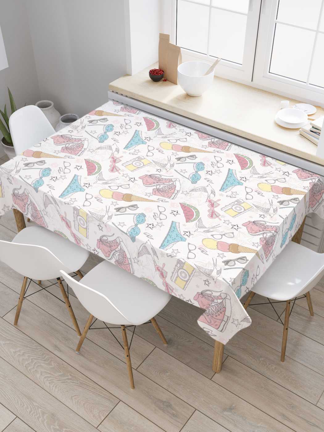 Скатерть прямоугольная JoyArty "Летний отдых" из сатена, 120x145 см, Белый, Летний отдых 
Скатерть прямоугольная JoyArty "Летний отдых" из сатена, 120x145 см, Белый, Летний отдых