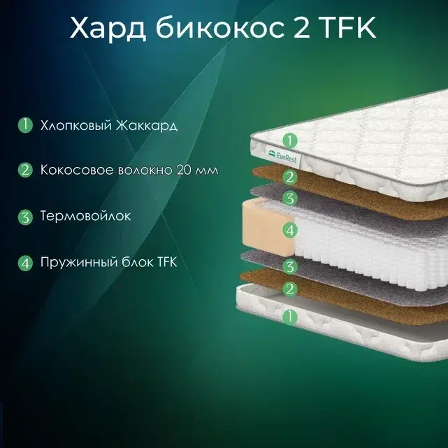 Матрас Everest Хард Бикокос 20 TFK пружинный 90 х 195 см, Белый, Хард Бикокос 20 TFK
Матрас Everest Хард Бикокос 20 TFK пружинный 90 х 195 см, Белый, Хард Бикокос 20 TFK