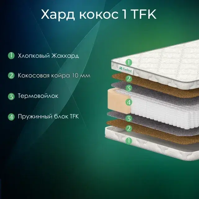 Матрас Everest Хард Кокос 10 TFK пружинный 150 х 190 см, Белый, Хард Кокос 10 TFK
Матрас Everest Хард Кокос 10 TFK пружинный 150 х 190 см, Белый, Хард Кокос 10 TFK