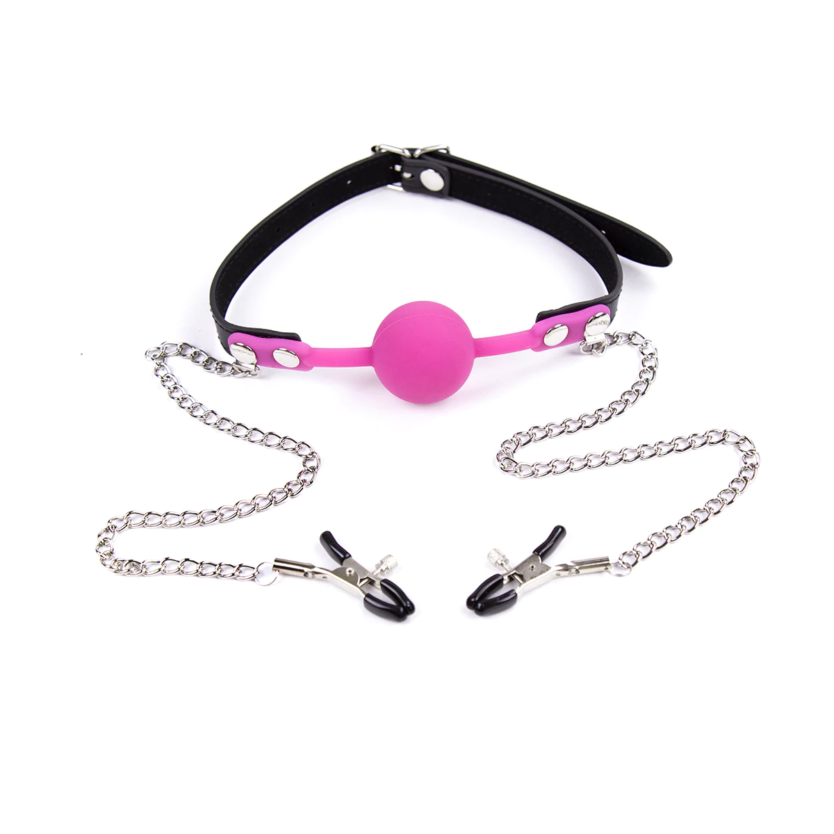 фото Кляп kissexpo розовый зажимы для сосков