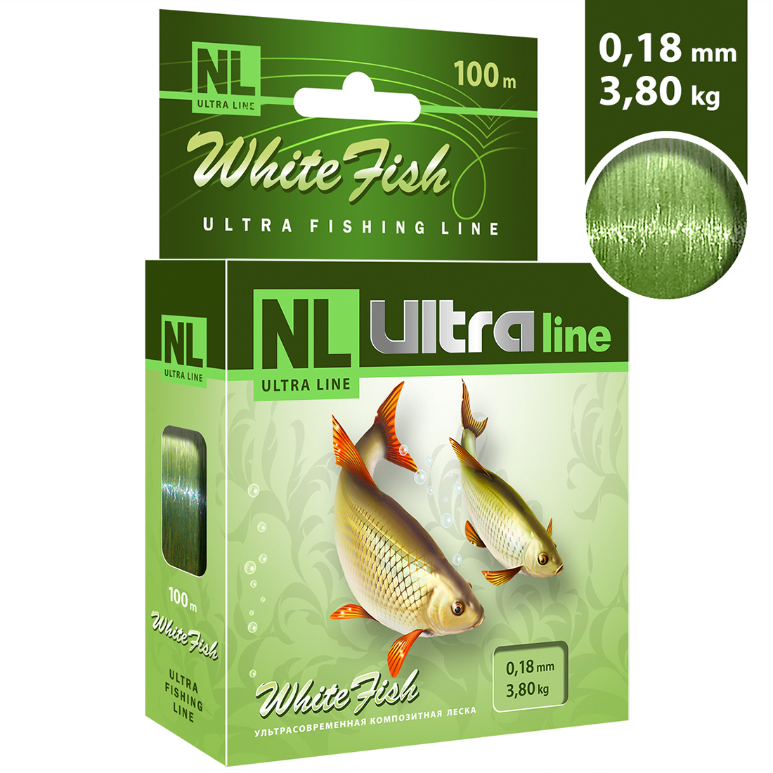 Леска AQUA NL ULTRA WHITE FISH (Белая рыба) 100m 0,18mm, светло-зеленая, test - 3,80kg, Зеленый, NL ULTRA
Леска AQUA NL ULTRA WHITE FISH (Белая рыба) 100m 0,18mm, светло-зеленая, test - 3,80kg, Зеленый, NL ULTRA