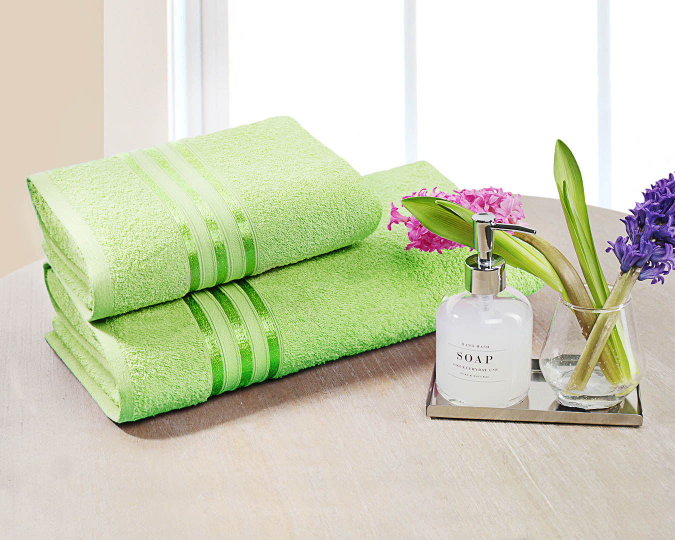 фото Набор из 2-х полотенец "гармоника" цвет: салатовый (50х80 см, 70х130 см) doome