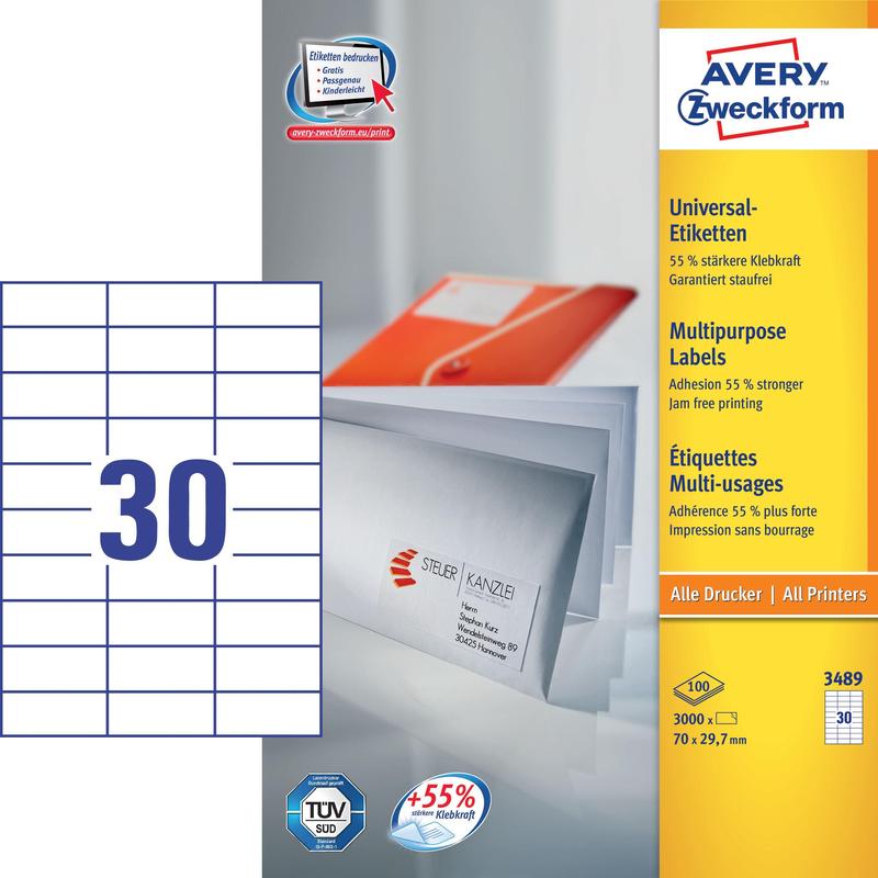 Этикетки Avery Zweckform 6115 белые 70х29,7 мм 30 штук на листе A4 100 листов, Белый, Avery Zweckform
Этикетки Avery Zweckform 6115 белые 70х29,7 мм 30 штук на листе A4 100 листов, Белый, Avery Zweckform