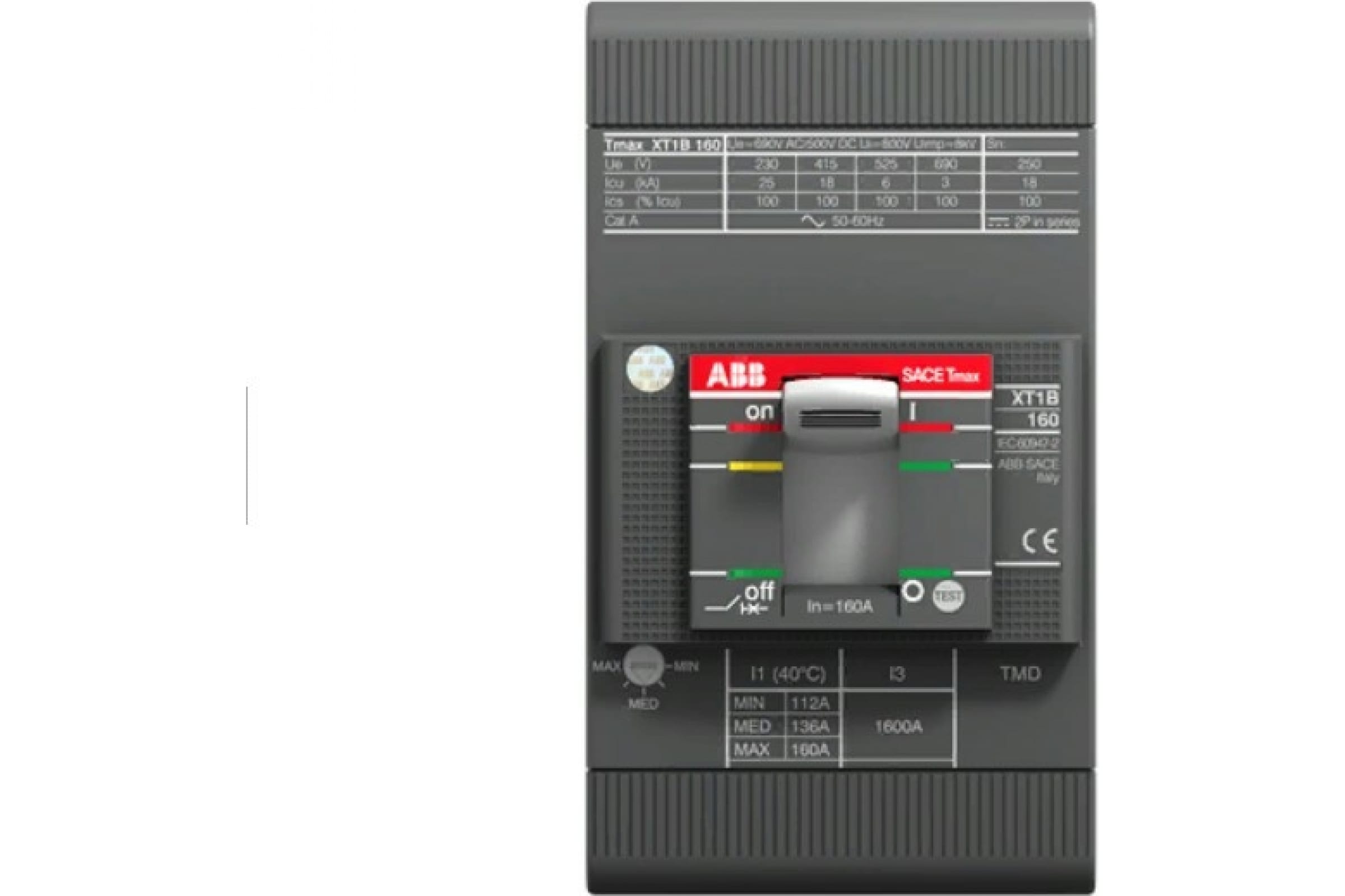 ABB Tmax XT Автоматический выключатель XT*1B 160 TMD In=16 I3=450 3p F F 18кА 1SDA066799R1
ABB Tmax XT Автоматический выключатель XT*1B 160 TMD In=16 I3=450 3p F F 18кА 1SDA066799R1