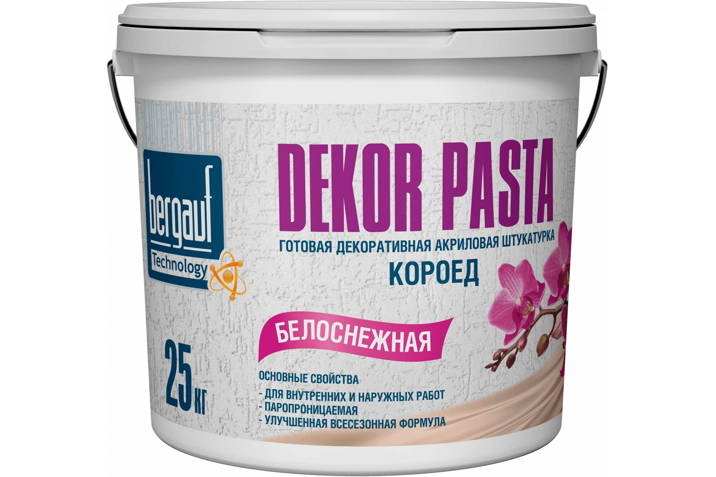 Bergauf Готовая декоративная акриловая штукатурка «короед» Dekor Pasta 2 мм U, 25 кг 52541
Bergauf Готовая декоративная акриловая штукатурка «короед» Dekor Pasta 2 мм U, 25 кг 52541