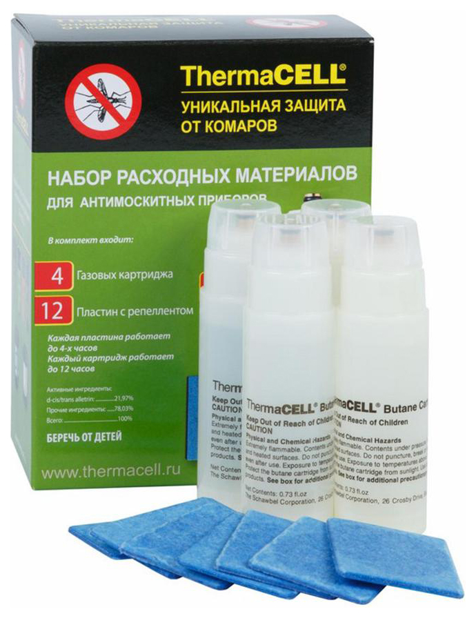 фото Thermacell набор запасной thermacell r-4 4rus газовых картриджа + 12 пластин на 48 часов