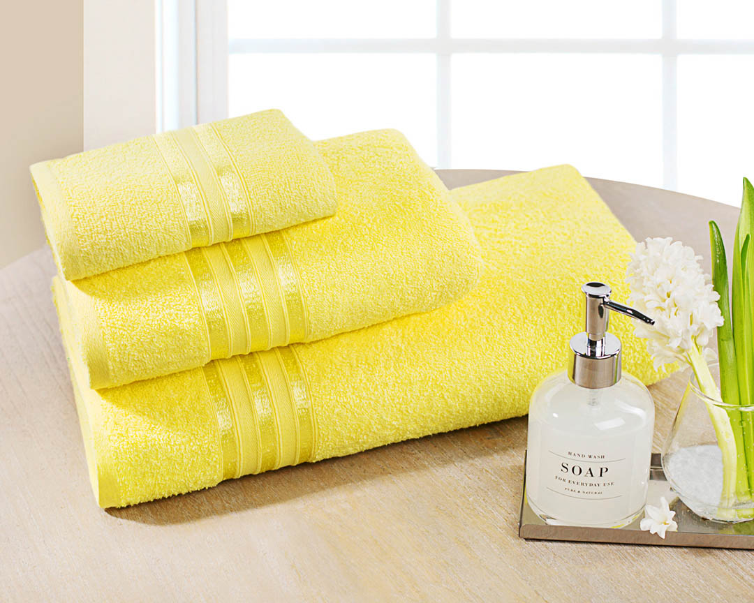 фото Набор из 3-х полотенец "гармоника" цвет: желтый (33х50 см, 50х80 см, 70х130 см) doome