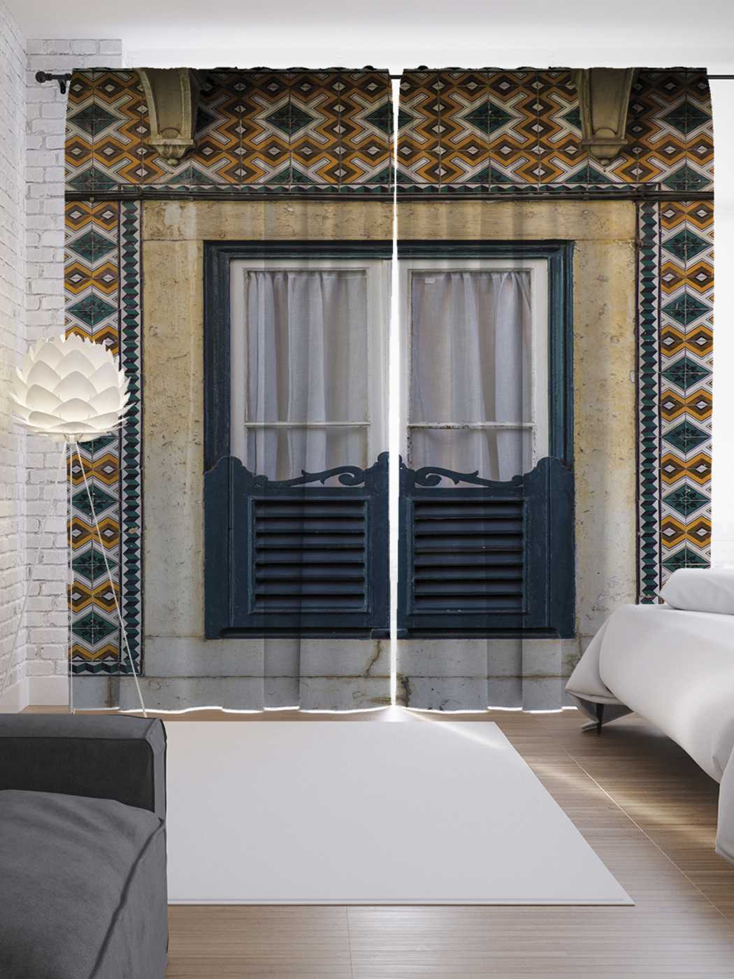 фото Шторы joyarty с фотопечатью "прикрытые окна" из сатена, 290х265 см