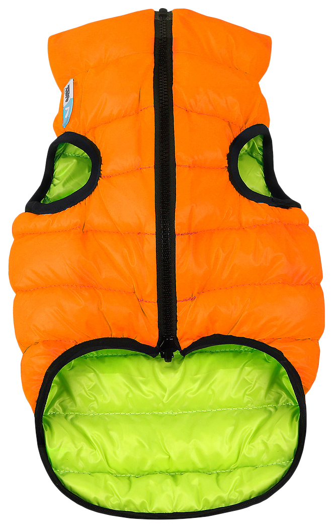фото Куртка для собак airyvest lumi двусторонняя, светящаяся, размер xs 30, оранжево-салатовая