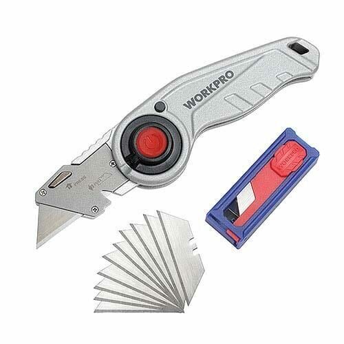 фото Бытовой нож или лезвие workpro folding utility knife with led light