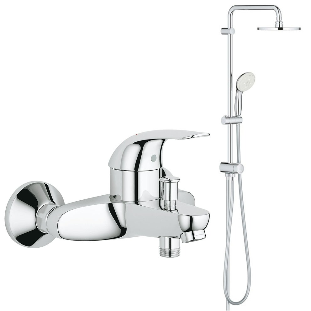 Душевая система для ванны GROHE New Tempesta 200 со смесителем (NB0046), Серебристый 
Душевая система для ванны GROHE New Tempesta 200 со смесителем (NB0046), Серебристый