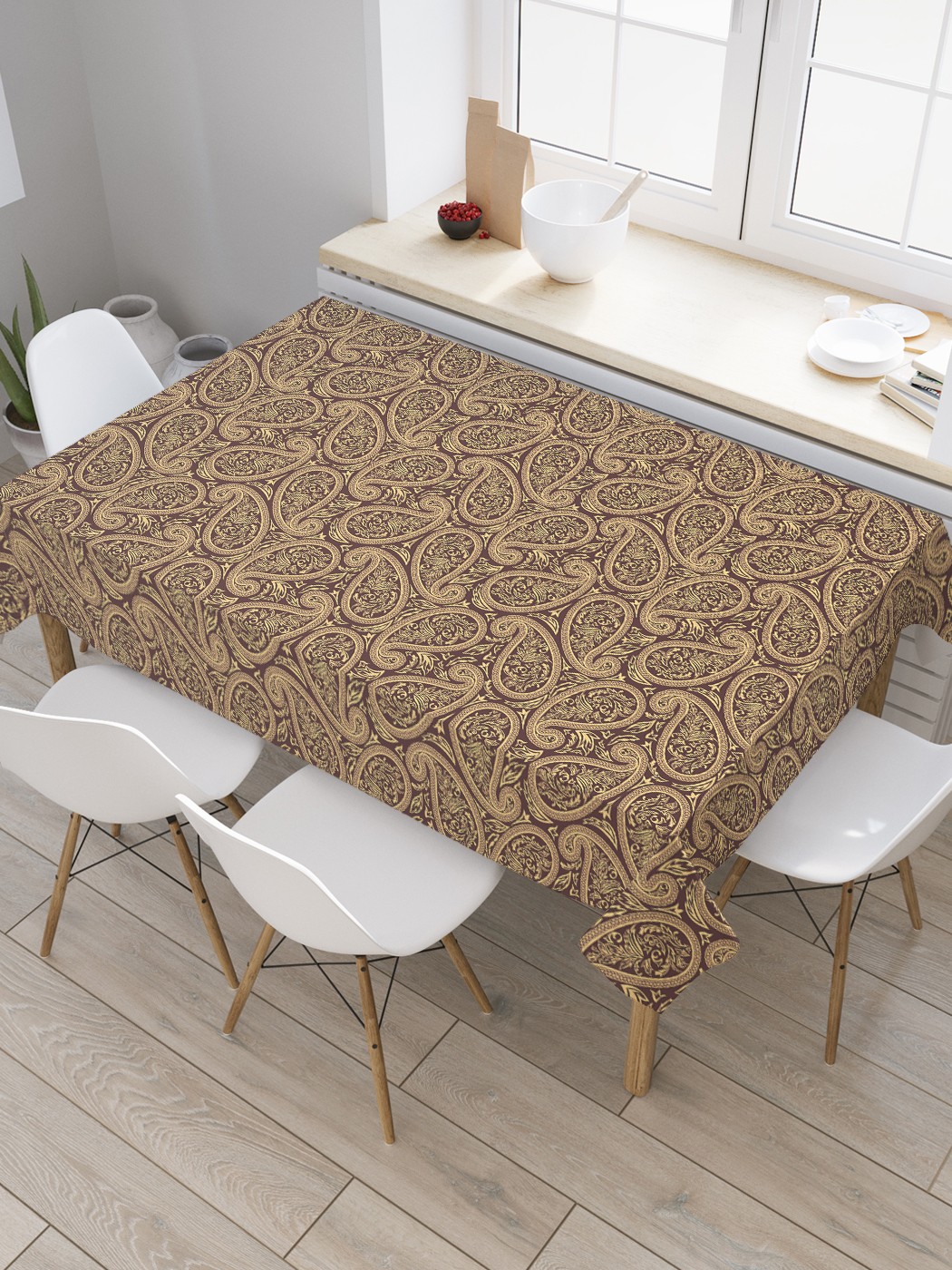 Скатерть прямоугольная JoyArty "Растительные пейсли" из оксфорда, 180x145 см, Коричневый, Растительные пейсли 
Скатерть прямоугольная JoyArty "Растительные пейсли" из оксфорда, 180x145 см, Коричневый, Растительные пейсли