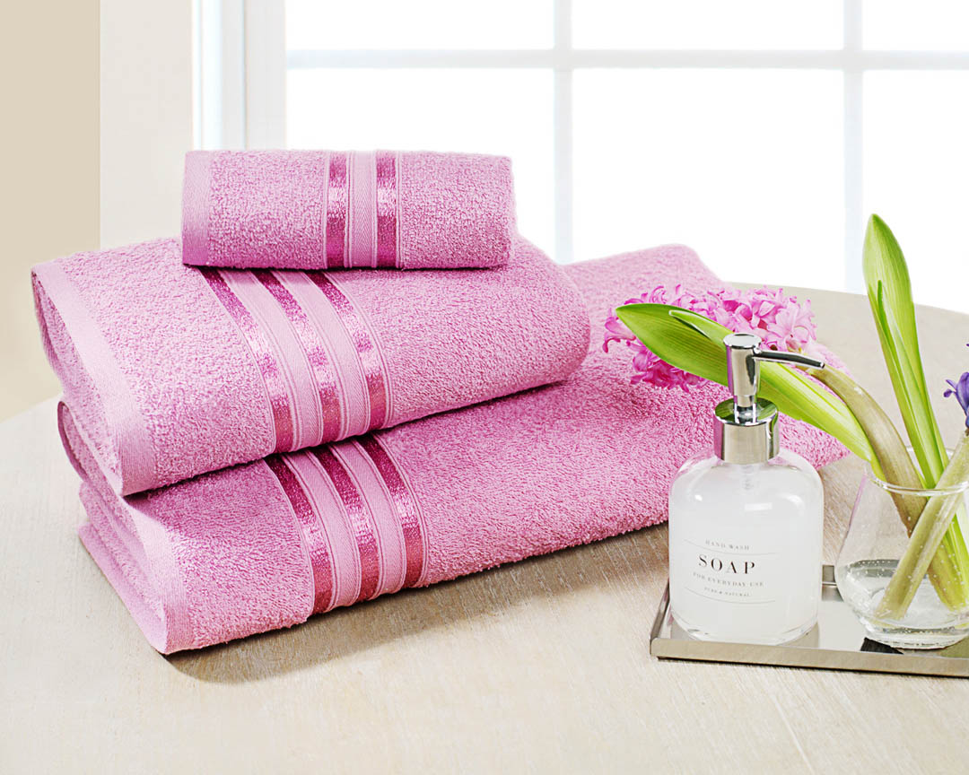 фото Набор из 3-х полотенец "гармоника" цвет: розовый (33х50 см, 50х80 см, 70х130 см) doome
