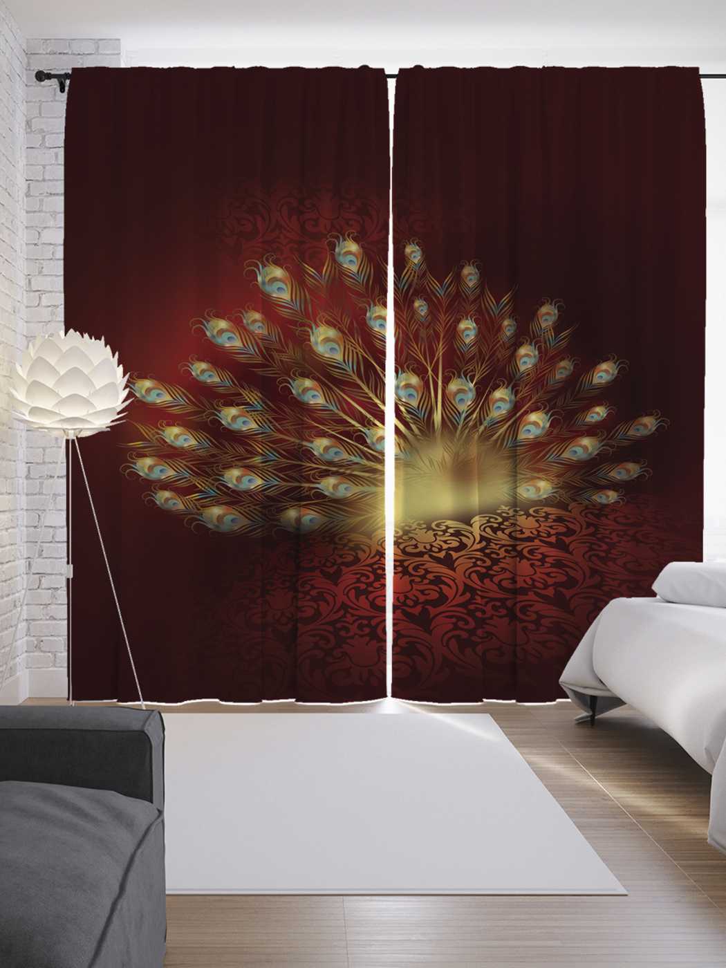 фото Шторы joyarty с фотопечатью "жар-птица" из сатена, 290х265 см