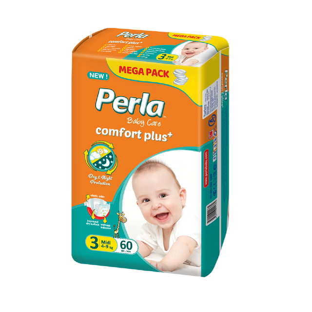Подгузники Perla Mega Midi для малышей 4-9 кг. 3 размер 60 шт. 96000764, Детские подгузники Comfort Plus Mega
Подгузники Perla Mega Midi для малышей 4-9 кг. 3 размер 60 шт. 96000764, Детские подгузники Comfort Plus Mega