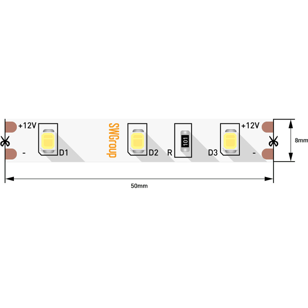 Светодиодная лента SWG "SWG260-12-4.8-WW-M" 12V IP20 SMD2835 4.8 Вт/м, 200 Лм/м, 60 диодов
Светодиодная лента SWG "SWG260-12-4.8-WW-M" 12V IP20 SMD2835 4.8 Вт/м, 200 Лм/м, 60 диодов