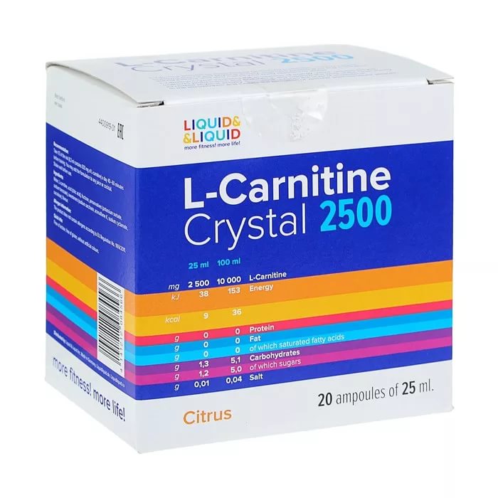 Liquid&Liquid L-Carnitine Crystal 2500, 20 ампул по 25 мл, Citrus, L-Carnitine Crystal 2500
Liquid&Liquid L-Carnitine Crystal 2500, 20 ампул по 25 мл, Citrus, L-Carnitine Crystal 2500