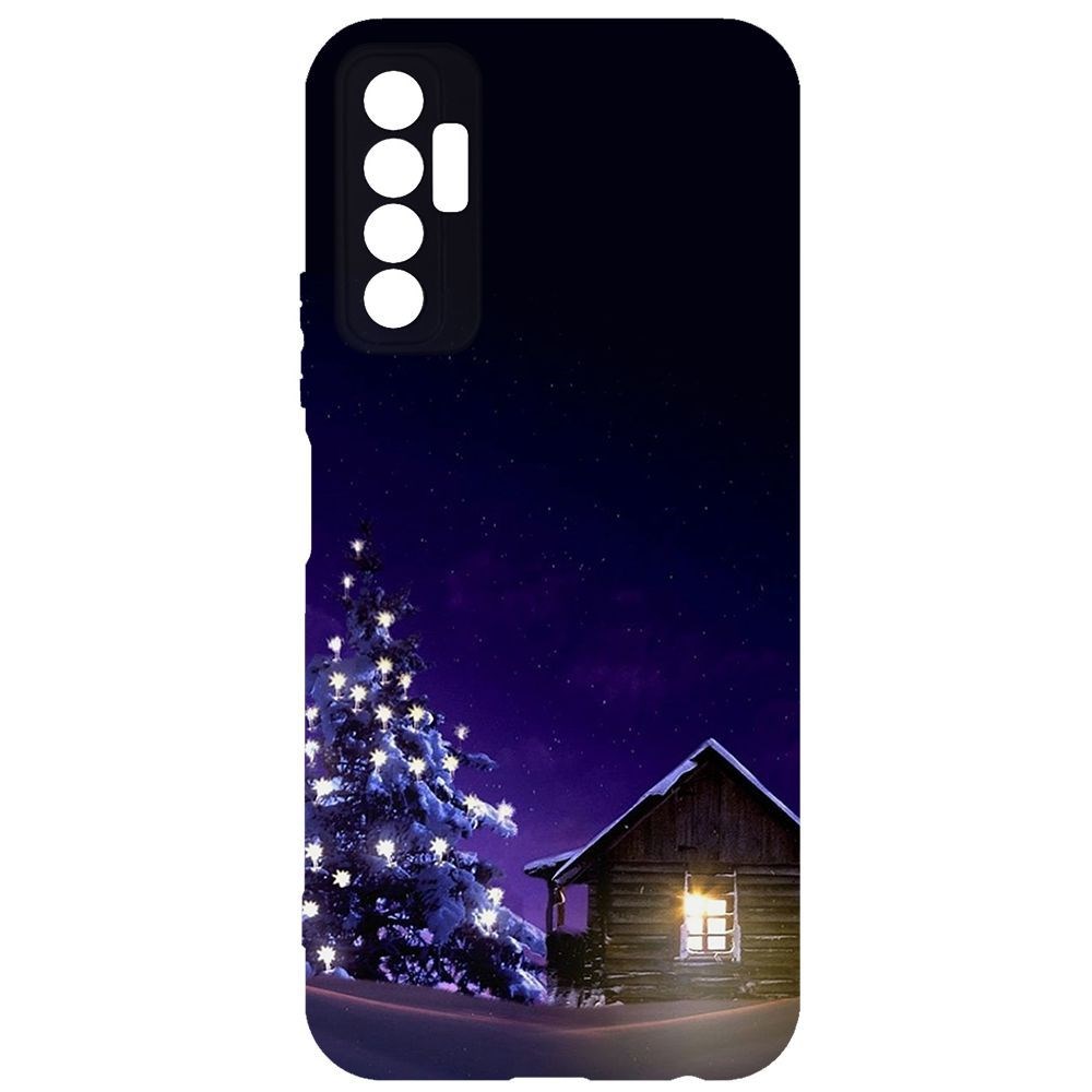 фото Чехол-накладка krutoff софт кейс зимний домик для tecno camon 17p черный