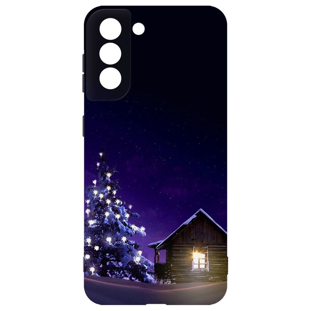 фото Чехол-накладка krutoff софт кейс зимний домик для samsung galaxy s21 fe (g990) черный