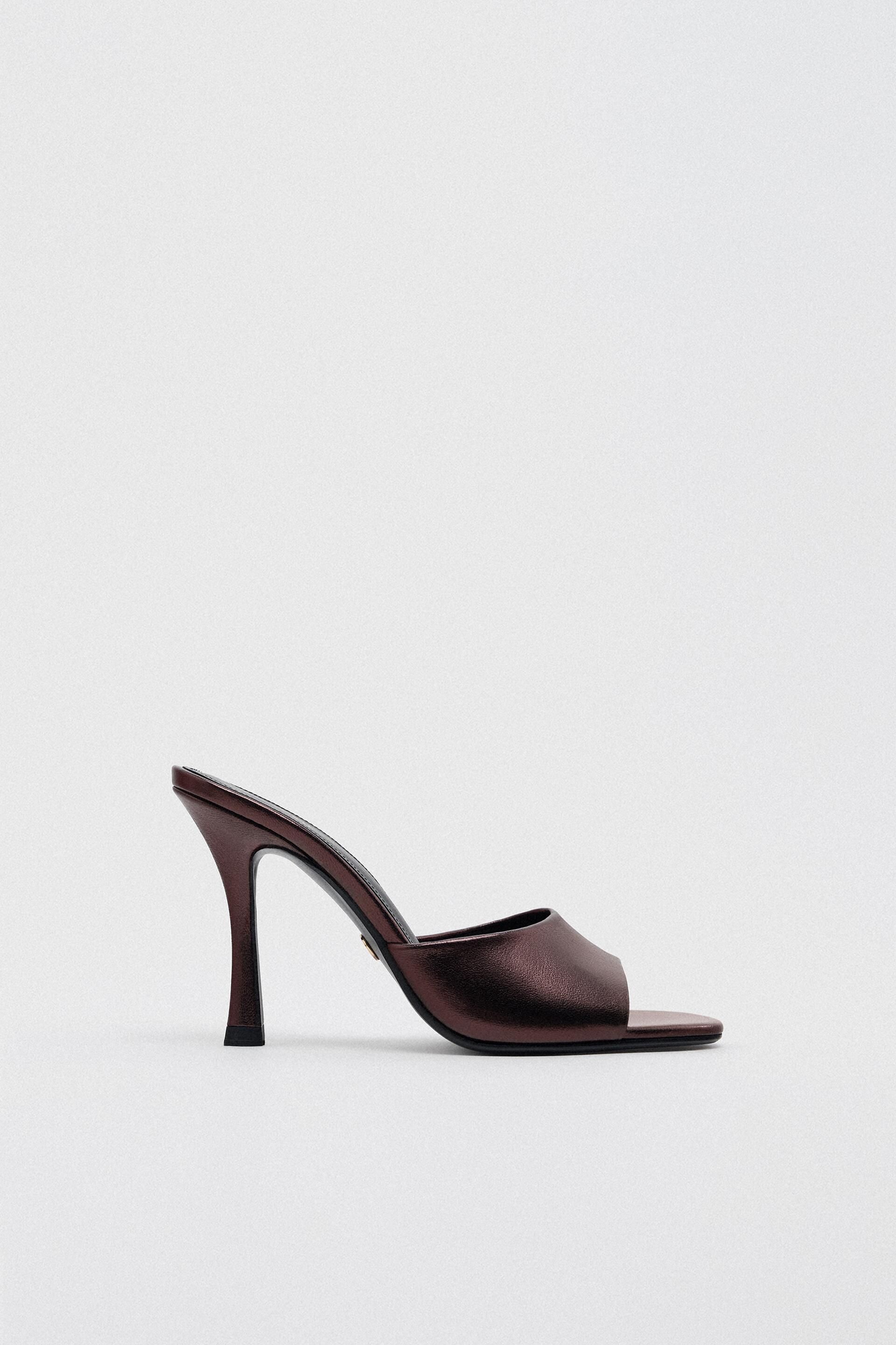 фото Шлепанцы женские zara 222708 коричневые 36 ru (доставка из-за рубежа)