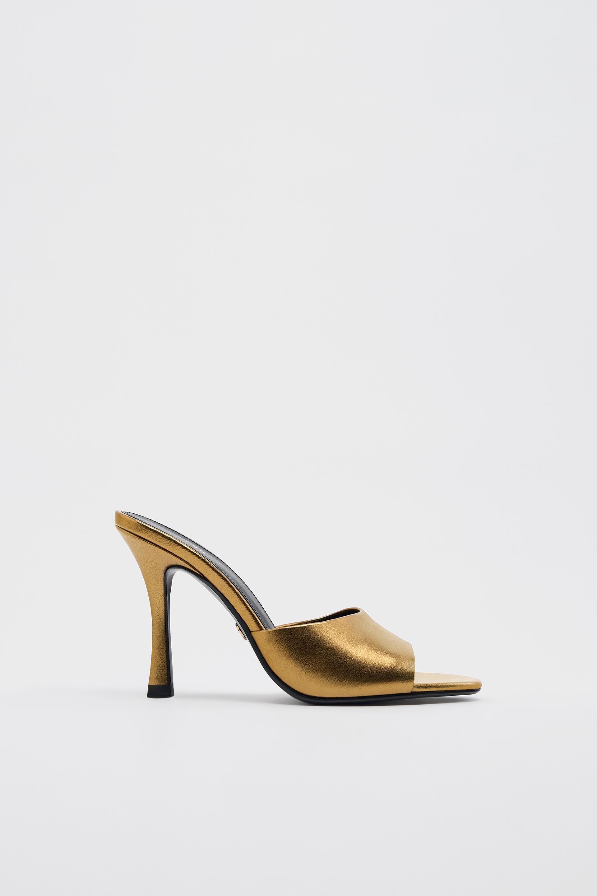 фото Шлепанцы женские zara 222711 золотистые 38 ru (доставка из-за рубежа)