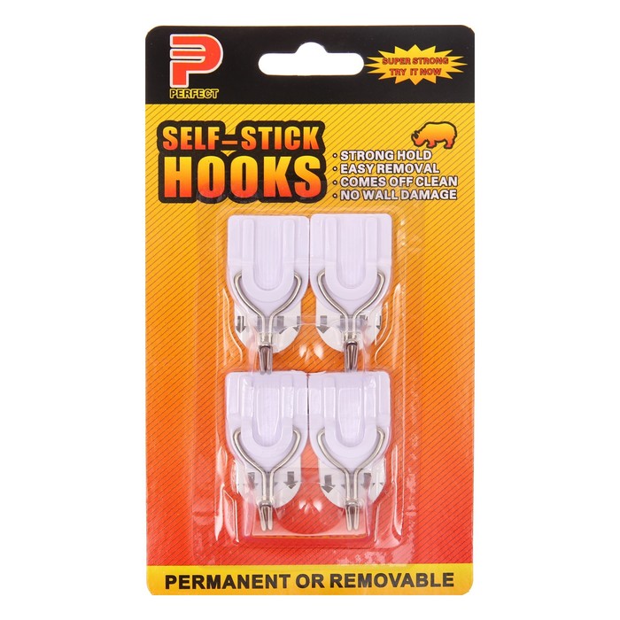 фото Крючки самоклеящиеся, круглые, с системой бесследного удаления, набор, 2,5 х 3 см, 4 шт. nobrand