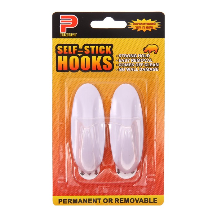 фото Крючки самоклеящиеся, круглые, с системой бесследного удаления, набор, 3 х 8 см, 2 шт. nobrand