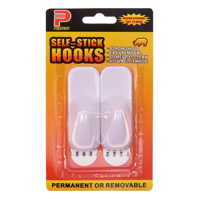 фото Крючки самоклеящиеся, круглые, с системой бесследного удаления, набор, 3 х 8 см, 2 шт. nobrand