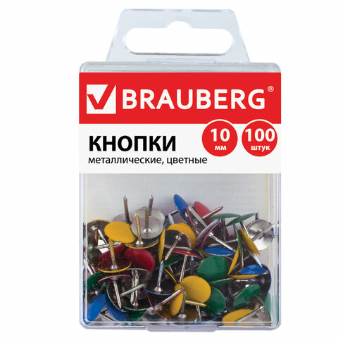 Кнопки канцелярские BRAUBERG, металлические, цветные, 10 мм, 100 шт, в пластиковой коробке
Кнопки канцелярские BRAUBERG, металлические, цветные, 10 мм, 100 шт, в пластиковой коробке
