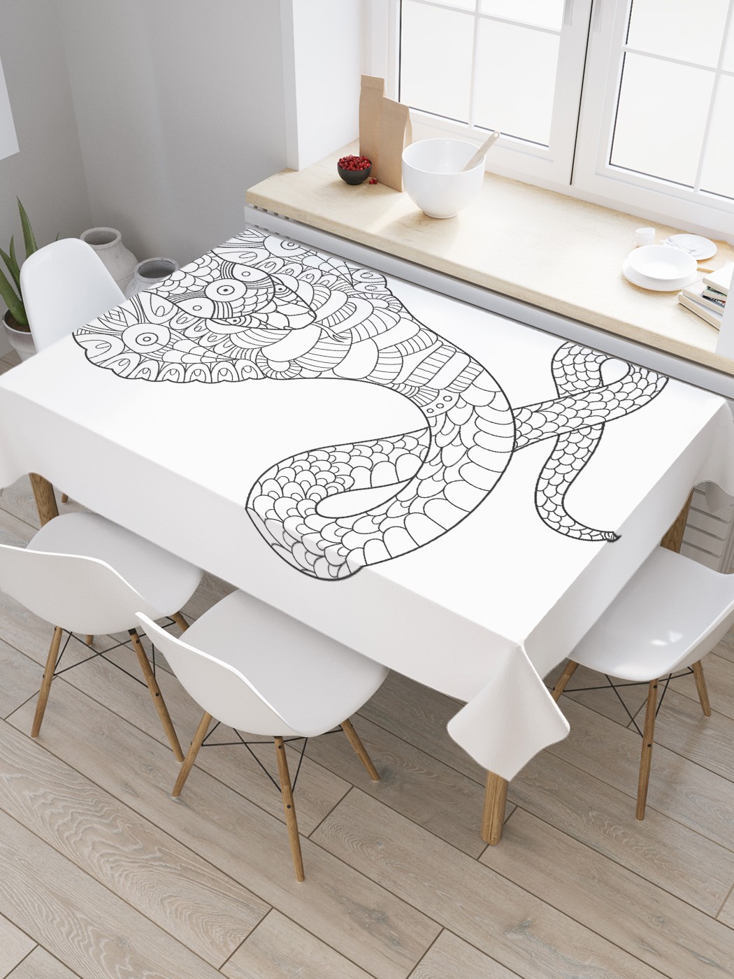 Скатерть прямоугольная JoyArty "Орнаментальная кобра" из оксфорда, 180x145 см, Белый, Орнаментальная кобра 
Скатерть прямоугольная JoyArty "Орнаментальная кобра" из оксфорда, 180x145 см, Белый, Орнаментальная кобра