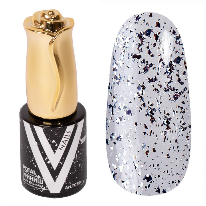 фото Vogue nails, топ для гель-лака поталь, silver