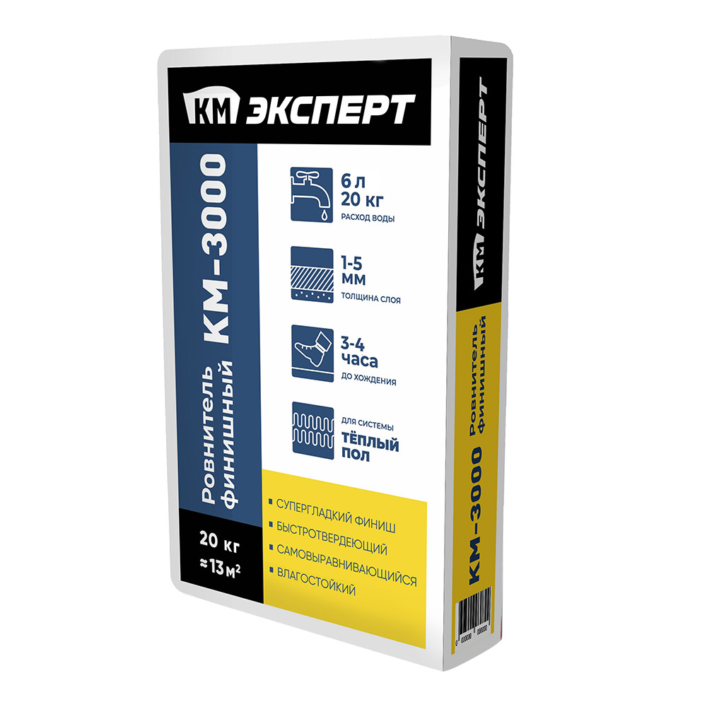 Ровнитель (наливной пол) финишный КМ Эксперт 3000 самовыравнивающийся 20 кг, Серый;белый
Ровнитель (наливной пол) финишный КМ Эксперт 3000 самовыравнивающийся 20 кг, Серый;белый