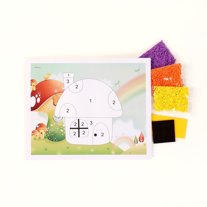 Аппликация EVA крошкой «Домик-грибочек» 
Аппликация EVA крошкой «Домик-грибочек»