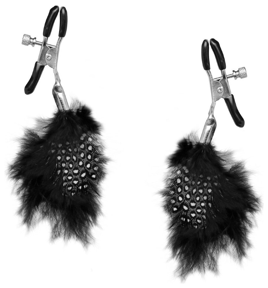 фото Зажимы для сосков pipedream feather nipple clamps с перышками металлические