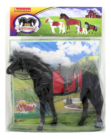 фото Фигурка животного bondibon лошадь с уздечкой и седлом