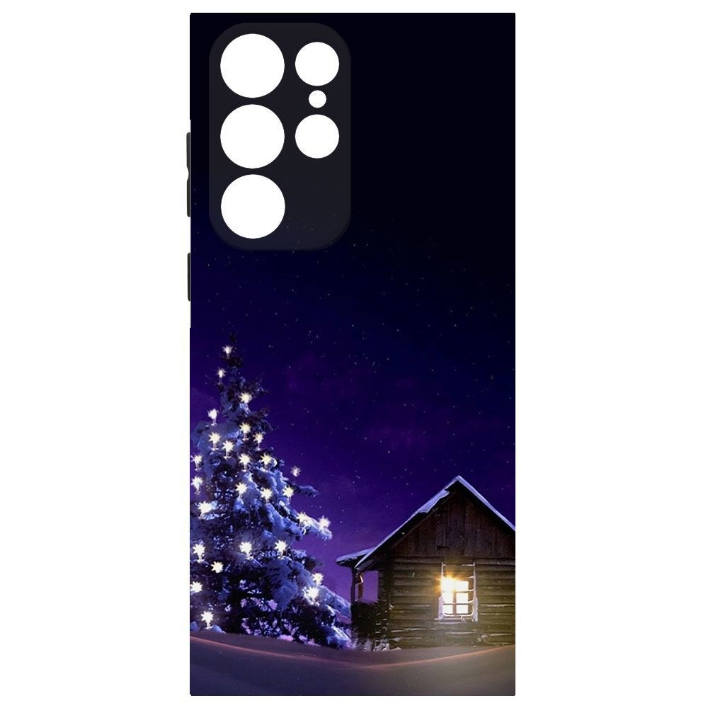 фото Чехол-накладка krutoff софт кейс зимний домик для samsung galaxy s22 ultra (s908) черный