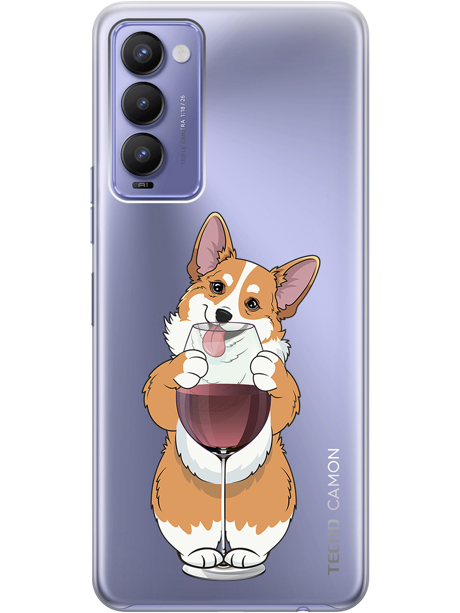 Силиконовый чехол на Tecno Camon 18 / 18P с принтом "Корги и бокал" прозрачный, Прозрачный;белый;бордовый, 741735961 
Силиконовый чехол на Tecno Camon 18 / 18P с принтом "Корги и бокал" прозрачный, Прозрачный;белый;бордовый, 741735961