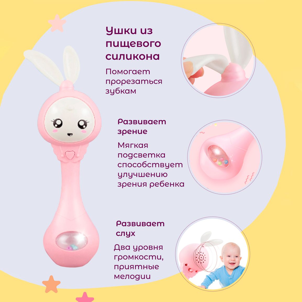 Прорезыватель-погремушка Nazare для новорожденных Зайка интерактивная, розовый, 0+, Разноцветный, Pink-rattle
Прорезыватель-погремушка Nazare для новорожденных Зайка интерактивная, розовый, 0+, Разноцветный, Pink-rattle