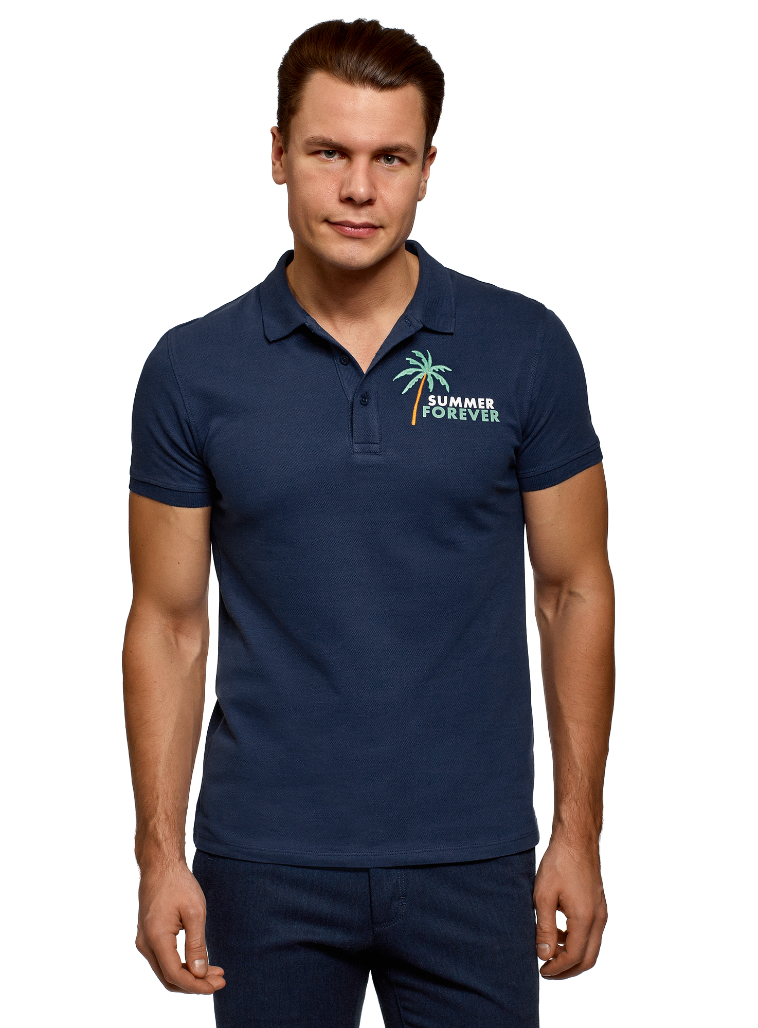 фото Футболка-поло мужская oodji 5l422001i-6 синяя xs