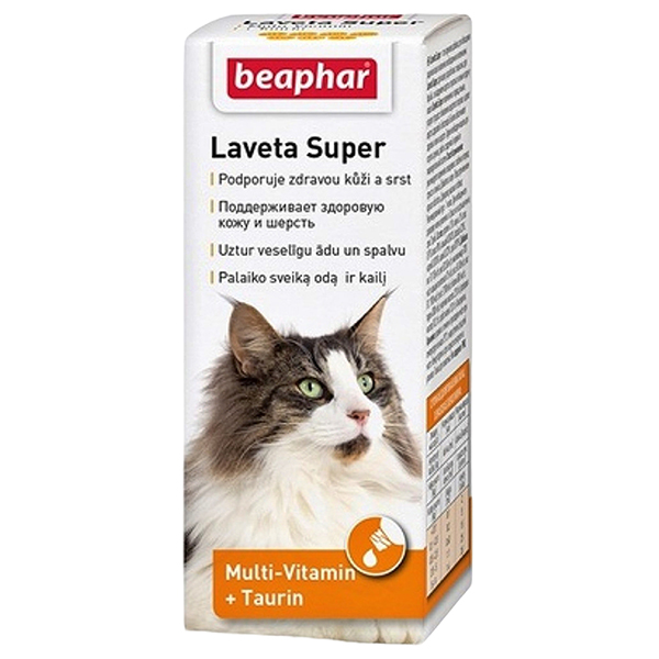 Витаминный комплекс для кошек Beaphar Laveta Super с таурином, для кожи и шерсти,50 мл
Витаминный комплекс для кошек Beaphar Laveta Super с таурином, для кожи и шерсти,50 мл